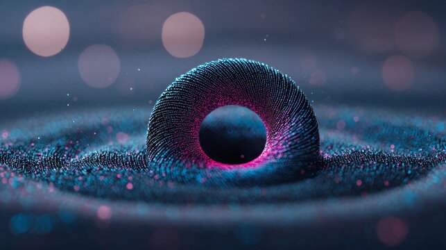 Futuristic Abstract Torus in Digital Particle Waveform with Vibrant Colors