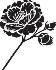 Minimalist Camellia Flower Silhouette Vector Artwork on White