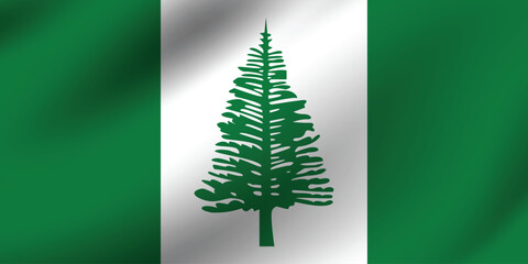 Flag of Norfolk Island. Norfolk Island flag official colors and proportion digital vector illustration. Pleated flag.