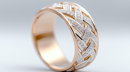 Gold ring with diamond accents, studio shot, jewelry