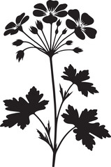 Simple Geranium Flower Silhouette Vector Art on White Background
