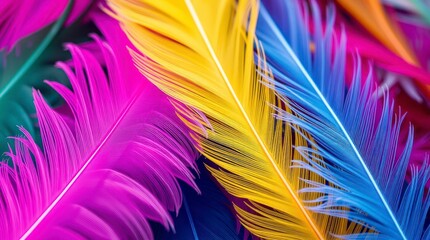 Vibrant Colorful Feathers Close Up Macro Photography