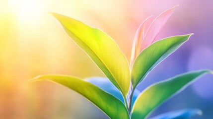 Obraz premium Elegant Green Leaves in Soft Light for High-Quality Design Use
