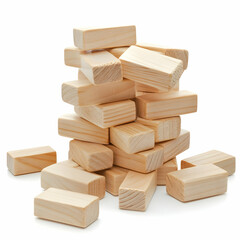 Wooden blocks tower game, studio shot