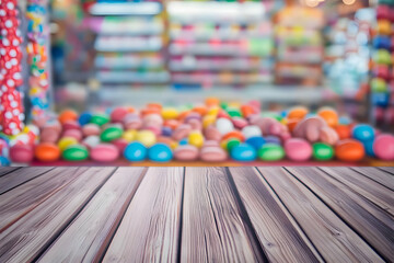 Wooden Tabletop Candy Background Image