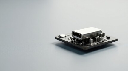 Close-up View of a Modern Electronic Circuit Board with a USB Connector