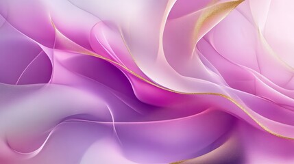 Obraz premium Abstract fluid pink and purple satin fabric with golden accents, artistic texture. Luxury design and elegance concept