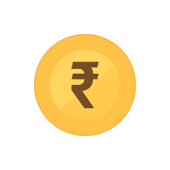 Gold Rupee coin. Flat vector icon isolated on a white background