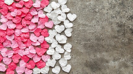 Pink And White Heart Confetti On Gray Concrete Surface