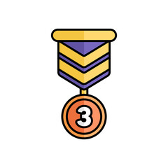 Bronze Medal Icon With Lineal Color Design Style