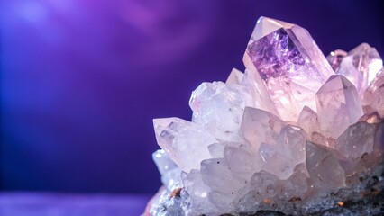 Fototapeta premium Close-up Studio Shot: Luminous Quartz Crystal Cluster, Natural Beauty, Gemstone Photography