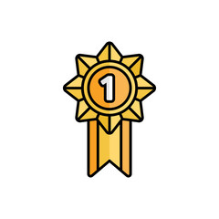 Gold Badge Icon With Lineal Color Design Style