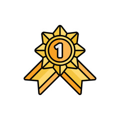 Gold Badge Icon With Lineal Color Design Style