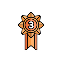 Bronze Badge Icon With Lineal Color Design Style