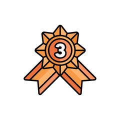 Bronze Badge Icon With Lineal Color Design Style