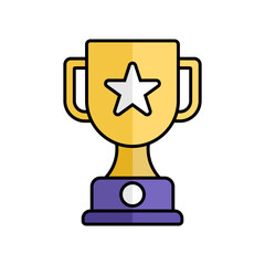 Gold Trophy Icon With Lineal Color Design Style