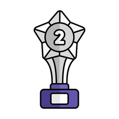 Silver Trophy Icon With Lineal Color Design Style