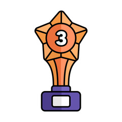 Bronze Trophy Icon With Lineal Color Design Style