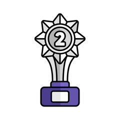 Silver Trophy Icon With Lineal Color Design Style