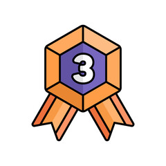 Bronze Badge Icon With Lineal Color Design Style