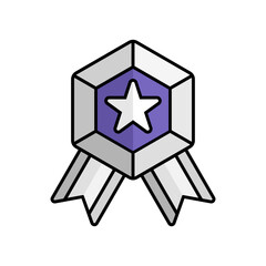 Silver Badge Icon With Lineal Color Design Style