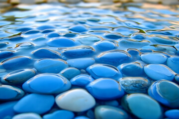 Fototapeta premium Blue Stones in Water, Abstract Background Image