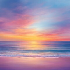 Fototapeta premium Serene Tropical Sunset Over Calm Sea with Colorful Sky Reflection