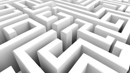 Complex white maze, aerial view, challenge concept, background for problem-solving