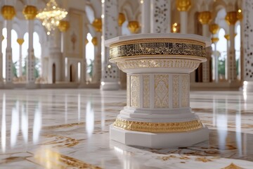 Ornate Decorative Column in Grand Architectural Interior Space