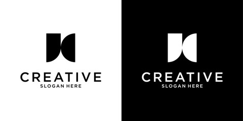 JC or CJ initial letter logo design vector