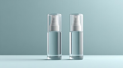 A bottle of perfume is sitting on a white pedestal