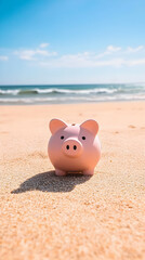 Beach Vacation Savings Piggy Bank Illustration