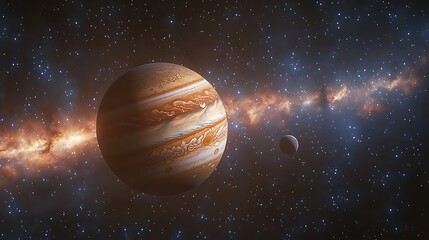 A cosmic background with planets and stars in space galaxy