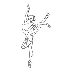 Continuous line drawing of women dancing in long dress. Vector illustration. Dancing Woman.  Ballet Line Art, Modern Minimal Prints. Trendy Illustration, Continuous Line Art. 