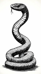 Cobra Illustration: Black and White Snake Drawing