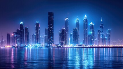 Fototapeta premium A modern city skyline powered by renewable energy sources.