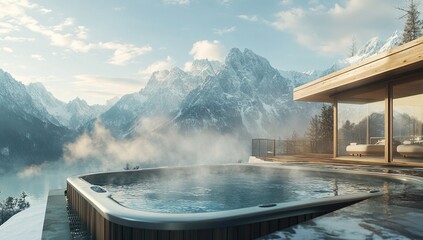 Relaxing Hot Tub Soaking with Mountain Views: Winter Getaway in a Modern Cabin
