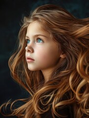 Naklejka premium A stunning model showcases luxurious hair, her flowing locks shining with elegance, embodying the essence of beauty and sophistication.