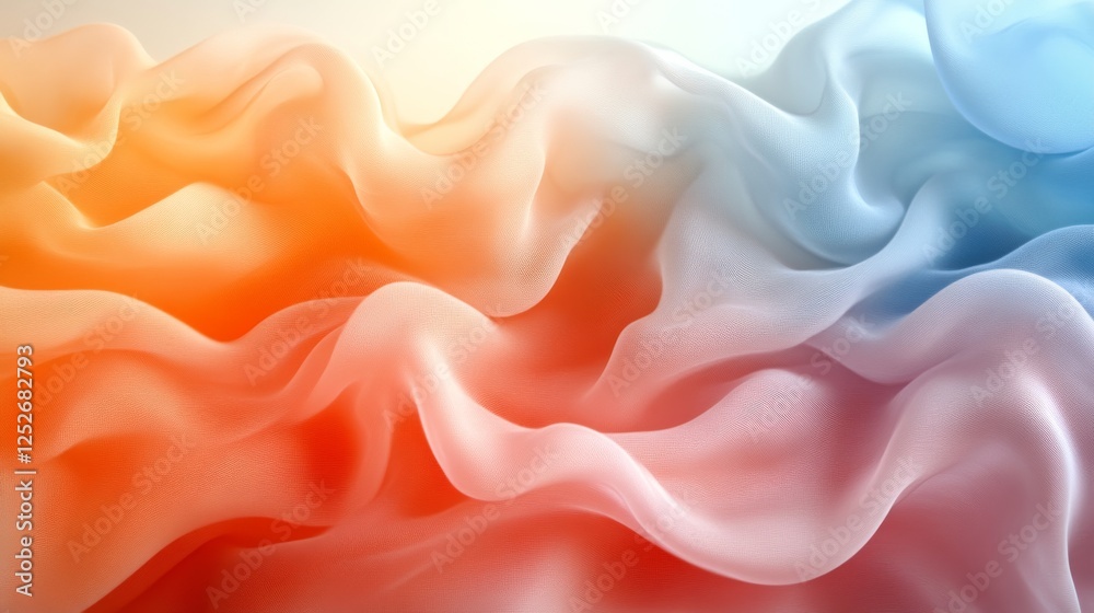 Poster soft flowing gradient fabric with warm and cool colors, abstract art concept
