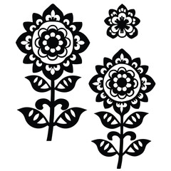 Artistic Flower and Leaf Silhouette Design