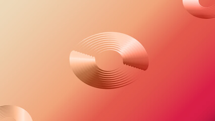 Abstract peach-toned circular form on a gradient background. similar to stylized vinyl records or sound waves