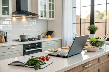 Fototapeta premium Healthy cooking in a modern kitchen, healthy cooking, food preparation