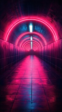 Neon Tunnel: A Futuristic Pink and Blue Passage