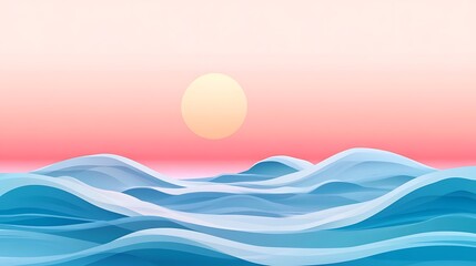 Tranquil Ocean Waves Sunset Sky Abstract Art