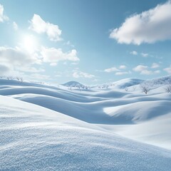 Obraz premium Frozen Hills Snow Sparkling Under Sun Tranquil Winter Beauty