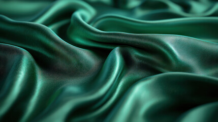 Obraz premium Flowing green silk fabric background for luxury design