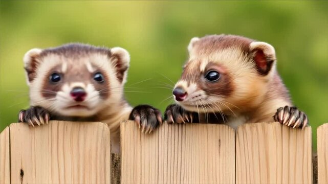 ferrets on white background