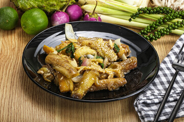 Roasted Thai eggplant with onion