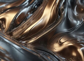 Metallic polished glossy abstract background with organic forms and fluid lines, abstract art, natural forms