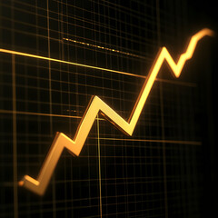 Naklejka premium Golden 3D Growth Chart Abstract Background